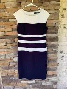 Lauren Ralph Lauren Dress-Navy and White-Size 6